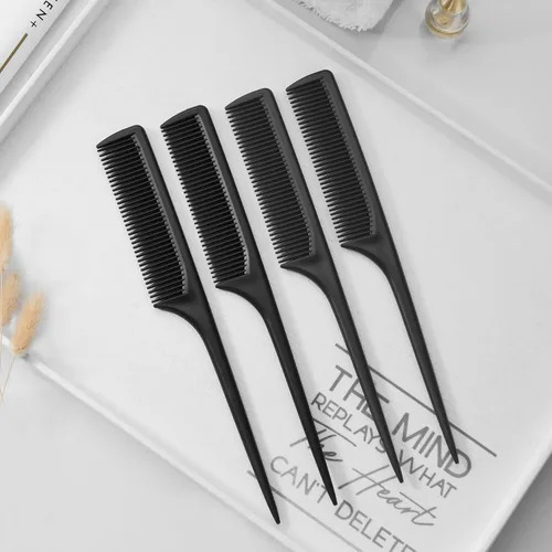 Miniatura 2 de Juego de 4 peines de cola de rata para mujer, peine de peinado de dientes finos con púa, peine antiestático resistente al calor, herramientas