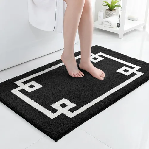 Miniatura 11 de HOMEIDEAS Alfombra de baño, suave y absorbente de agua, alfombra de microfibra de felpa esponjosa antideslizante para bañera y ducha
