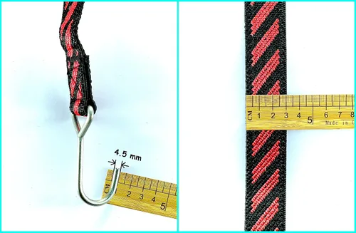 Miniatura 3 de Cuerda elástica plana con ganchos de acero de longitud ajustable de 67 a 126 pulgadas, correa elástica resistente para bicicletas al aire libre