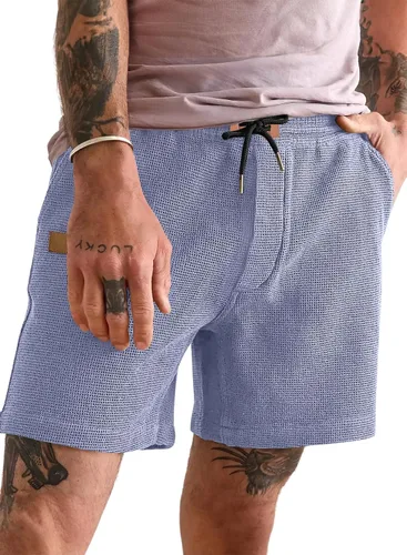 Miniatura 28 de JMIERR pantalones cortos casuales de 5"/ 7" para hombre, con cintura elástica de estilo gofrado, cordón de ajuste, pantalones cortos