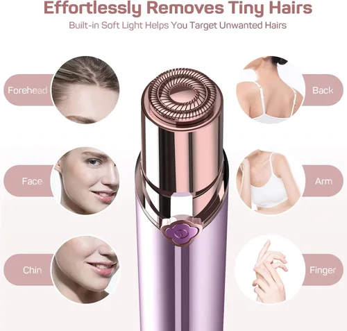 Miniatura 3 de Depilación facial para mujeres, removedor de vello facial eléctrico sin dolor para cara, labios, barbilla con 2 cabezales de repuesto Púrpura+2
