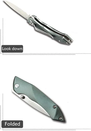 Miniatura 5 de Harita Cuchillo plegable de bolsillo, hoja de acero 8Cr13Mov de 2.95 pulgadas, mango de aluminio, cuchillo de seguridad con cierre de forro con clip