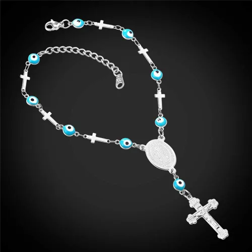 Miniatura 5 de U7 Christian Bracelets Stainless Steel 18K Gold Plated Cross Bracelet, Saint Bendict Bracelet, Rosary Bracelets for Men Women