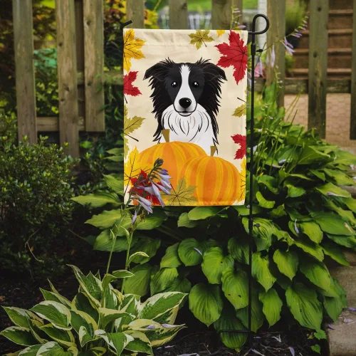 Miniatura 2 de Caroline's Treasures BB2047GF Bandera de jardín de Acción de Gracias Border Collie, bandera decorativa para patio exterior, obras de arte de patio