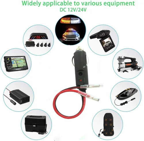 Miniatura 6 de Enchufe de encendedor de cigarrillos de repuesto de automóvil de 12 V/24 V con cable y cableado, terminal de una sola cabeza, cable de alimentación