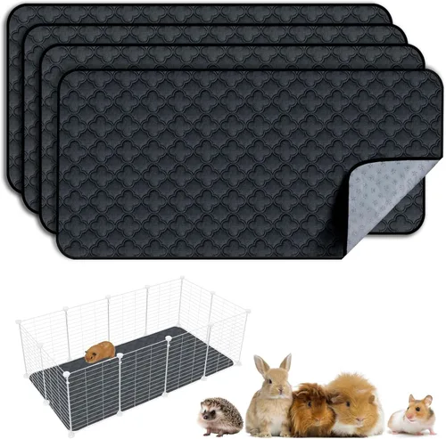 Miniatura 11 de FunFurry Forro lavable para jaula de conejillo de indias, paquete de 4 almohadillas reutilizables y lavables, ropa de cama impermeable