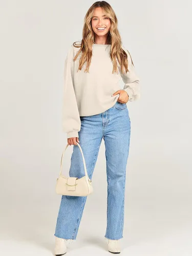 Miniatura 9 de ANRABESS - Sudaderas de vellón de mujer, cuello redondo, de gran tamaño, bonitas, para otoño e invierno, para estudiantes de preparatoria, jóvenes