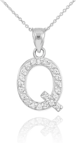 Miniatura 17 de Claddagh Gold . Collar con colgante de letra inicial de plata de ley 925 con circonita cúbica - Elección de tamaños