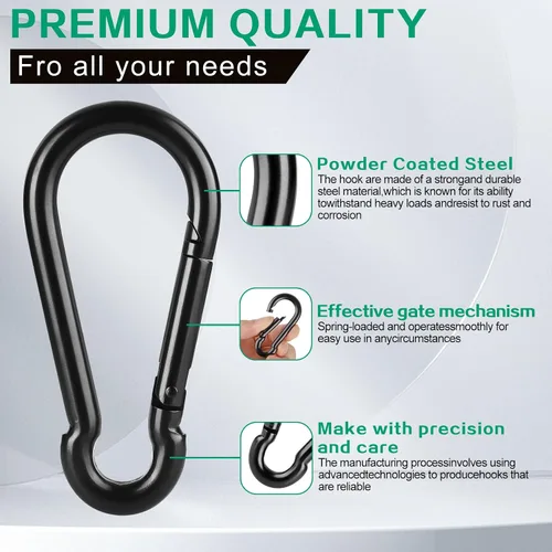 Miniatura 6 de Mosquetones de resorte con mosquetón, conector de cuerda resistente, clips de mosquetón pequeños de enlace rápido para interiores y exteriores