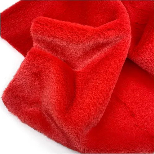 Miniatura 18 de Tela de piel sintética lanuda de felpa corta, suministros de tela de coser, súper suave y esponjosa, lujosamente cómoda para suministros de Rojo 3