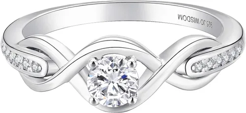 Miniatura 2 de JO WISDOM Anillos de compromiso de boda con nudo infinito para ella, de plata de ley con circonita cúbica