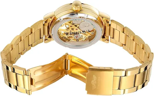 Miniatura 5 de SENRUD Reloj mecánico de viento para mujer, correa de acero completa, impermeable, esqueleto de moda, reloj de pulsera para mujer