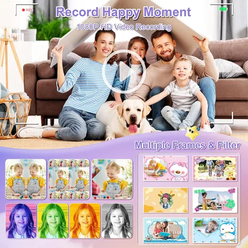 Miniatura 4 de Cámara de impresión instantánea para niños, regalos de Navidad y cumpleaños para niñas y niños, cámaras instantáneas que imprimen fotos para niños