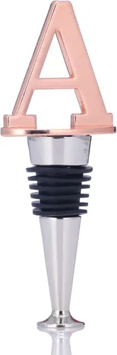 Tapones de vino, tapones reutilizables para botellas de vino, chapado en oro rosa, tapón de vino con letra, regalo perfecto para vino, amplio uso en