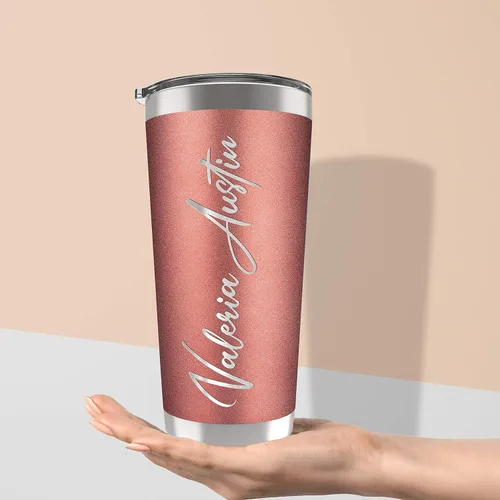 Miniatura 5 de Regalos personalizados para hombres – 20 onzas – Vasos personalizados con tapa, azul cielo, tazas de café de viaje aisladas, juego de popote