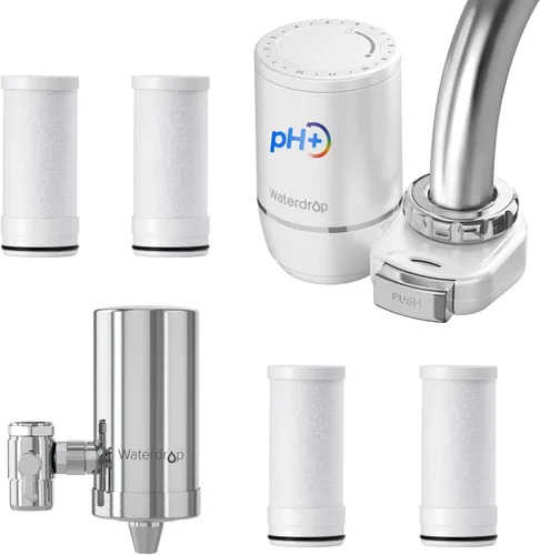 Filtro de agua alcalino Waterdrop para grifo de fregadero, filtro de agua de acero inoxidable para grifo de fregadero, purificador de agua