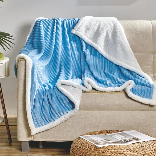 Miniatura 15 de Elegant Comfort Manta reversible de pana sherpa, peso medio y súper afelpada, manta de franela suave, mullida y afelpada, microgamuza, patrón de Gris