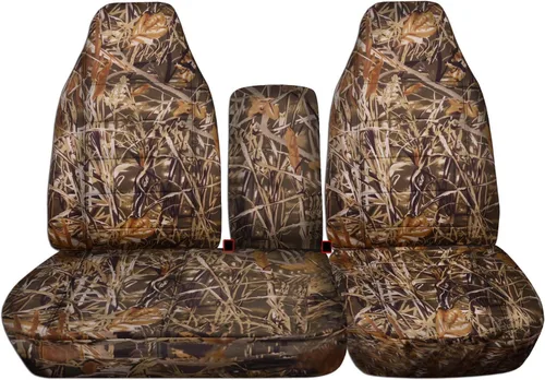Miniatura 14 de Cubiertas para asiento de camioneta con diseño de camuflaje para 2001-2003 Ford F-150 (Asiento dividido 40/60 frontal) con consola, descansacabezas