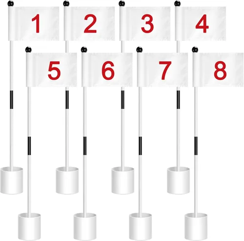Miniatura 7 de Hungdao Juego de 3 banderas de golf, mini bandera verde para patio, juego de tazas y banderas, portátil, práctica de poner palos de bandera verde