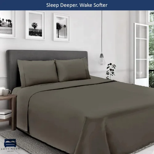 Miniatura 6 de Cottingon Juego de sábanas Split King para cama ajustable, sábanas 100% algodón egipcio, incluye 2 sábanas bajeras Twin XL de 39 x 80 pulgadas, Gris