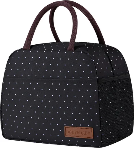 Miniatura 35 de douyadady Bolsa de almuerzo para mujeres/hombres, fiambrera mujeres/hombres (azul bebé+rayas blancas)