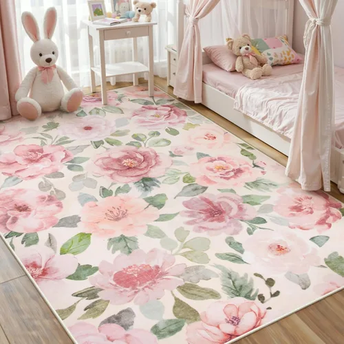 Miniatura 12 de Lahome Alfombra Floral Lavable de 3 x 5 Pies, Alfombras Pequeñas para Dormitorio, Suave Antideslizante, Alfombras para Entrada, Alfombra de Pila