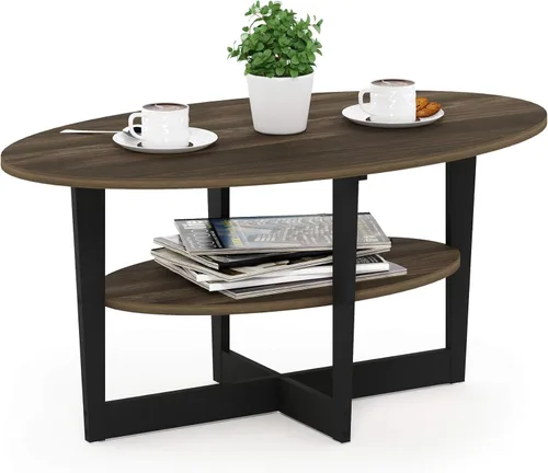 Furinno - Mesa de café, 1 paquete, color nogal Columbia/negro Columbia Nogal/Negro