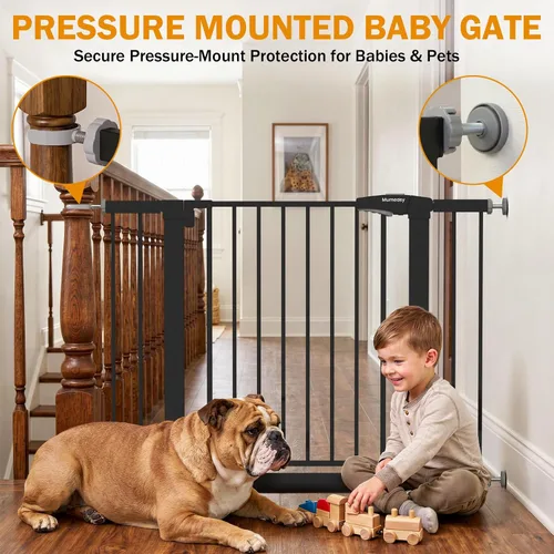 Miniatura 3 de Puerta de bebé para escaleras, puerta de perro con cierre automático de 29.7-43 pulgadas para puertas y pasillos, puerta para mascotas montada a