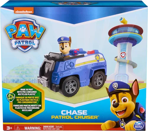 Miniatura 8 de Paw Patrol, Patrulla de Chase, Vehículo de juguete con figura de acción coleccionable, juguetes para niños con conciencia sostenible para niños