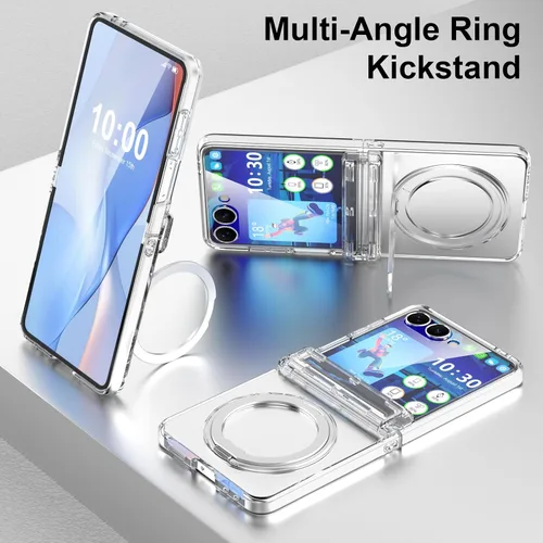 Miniatura 7 de Funda magnética diseñada para Samsung Galaxy Z Flip 6/5 con protección de bisagra, protector de pantalla y soporte [compatible con MagSafe], funda