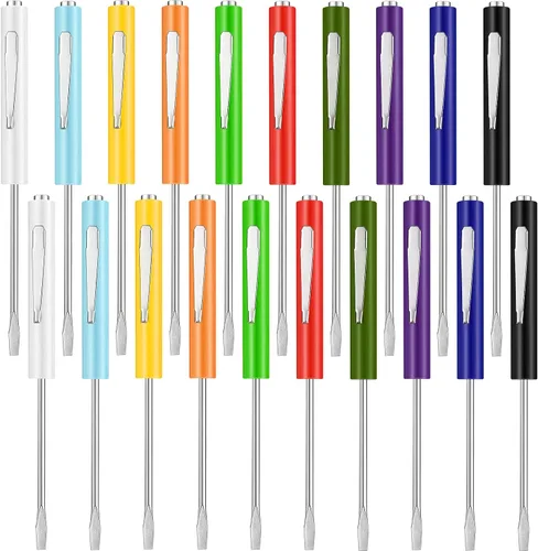Miniatura 10 de Shimeyao Juego de 20 destornilladores de cabeza plana de bolsillo, pequeños destornilladores magnéticos de bolsillo, mini clips a granel, Verde