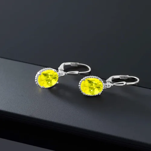 Miniatura 45 de Gem Stone King Aretes colgantes de gota para mujer, plata de ley 925, piedra natal ovalada de 0.354 x 0.276 in, joyería fina, regalos para ella