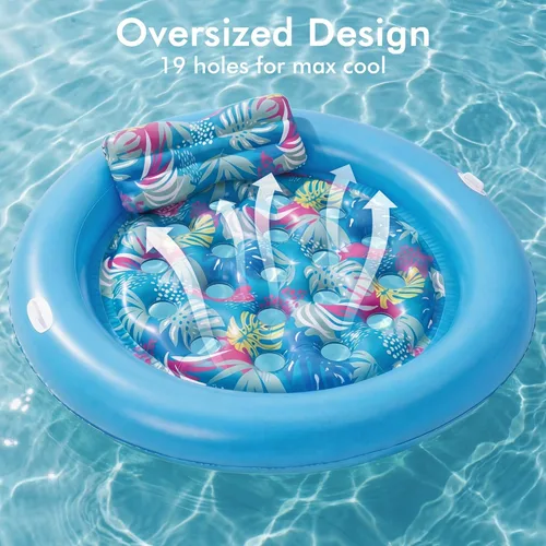 Miniatura 8 de OKSUWATER - Flotadores de piscina para adultos, resistente, 75 x 75 pulgadas, flotador inflable para piscina con almohada extraíble y asas