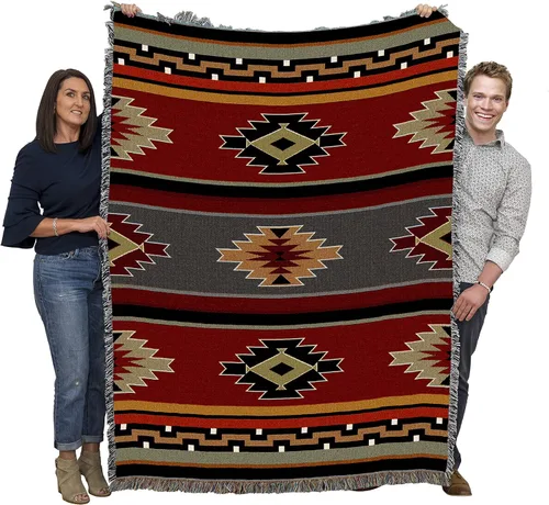 Pure Country Weavers Manta Kaibab - Inspirada en los Nativos Americanos del Suroeste - Tapiz Decorativo de Regalo Tejido de Algodón - Hecho en los