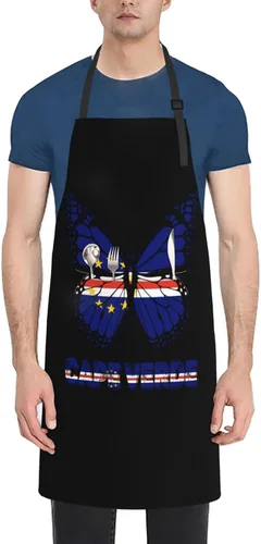 Miniatura 15 de Delantal vintage con diseño de bandera de la República Centroafricana con bolsillos para chef, hombres y mujeres, pintor, cocina, horneado