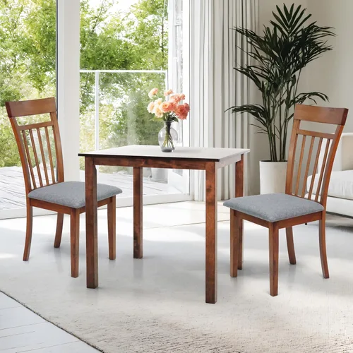 Miniatura 11 de Juego de cocina de comedor de 3 piezas, mesa cuadrada y 2 sillas cálidas en acabado negro espresso