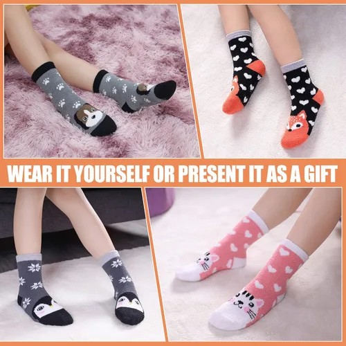 Miniatura 2 de Color City Calcetines antideslizantes para niños y niñas con agarres, antideslizantes, acogedores, esponjosos, cálidos para invierno