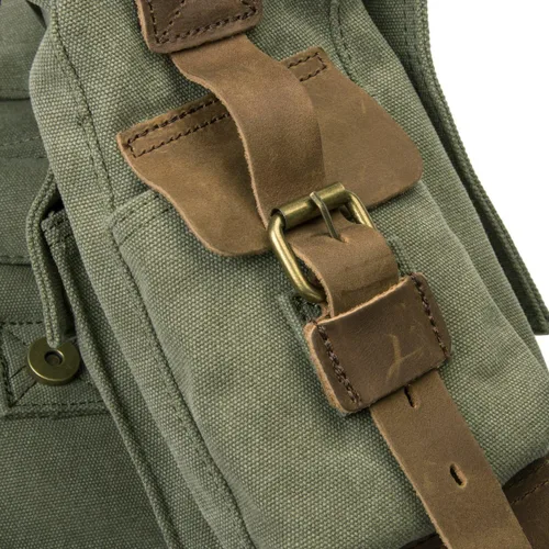 Miniatura 7 de morral de cuero y lona para computadora portátil + morral de lona para cámara Dslr Slr, Verde ejército), 3323830