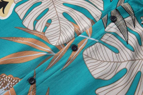 Miniatura 4 de Atwfo Conjunto de camisa hawaiana y pantalón corto para hombre, conjunto de 2 piezas para vacaciones, casual, con botones, playa, trajes florales