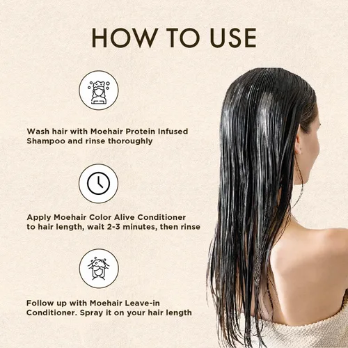 Miniatura 5 de MOEHAIR Paquete de trío: champú con infusión de proteínas + acondicionador Color Alive y acondicionador sin enjuague (12 onzas líquidas cada uno)