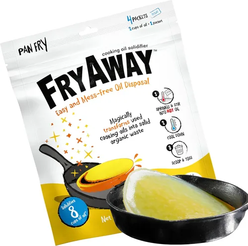 FryAway Solidificador de aceite de cocina para freír, solidifica hasta 8 tazas, solidificador de aceite de cocina a base de plantas, polvo que Pan