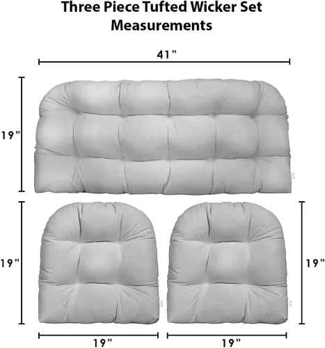 Miniatura 11 de RSH DECOR: Sunbrella 3-Piece Tufted Wicker Cushion Set 44" x 22" & 22" x 22" Outdoor Loveseat & U-Shaped Seat Cushions Crafted with
