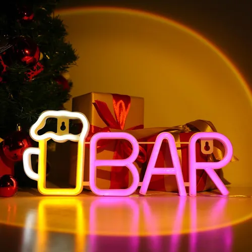 Miniatura 9 de ENUOLI Letreros de barra de neón, luz LED de cerveza para decoración de pared, letreros de neón de barra alimentados por USB/batería, luz de cerveza