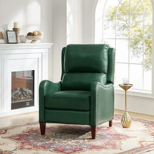 Miniatura 32 de HULALA HOME Silla Reclinable de Cuero Genuino, Sillón Reclinable Moderno de Empuje hacia Atrás con Asiento Grueso, Respaldo y Reposapiés, Decoración