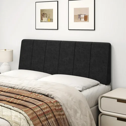 Miniatura 12 de Cabecero Tamaño Queen Solamente - Sin Ensamblaje, Cabecero Tapizado Tamaño Queen Tela de Lino Estilo Moderno Cabeceros para Cama Ajustable Negro