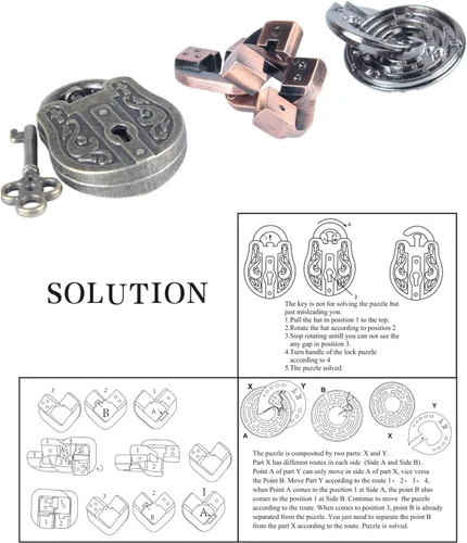 Miniatura 2 de Rompecabezas de ingenio para adultos Rompecabezas Metal con agujero de cerradura Juguetes educativos para adultos Rompecabezas de rompecabezas IQ