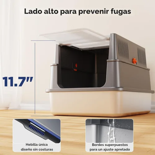 Miniatura 7 de FURTIME Pequeña caja de arena de acero inoxidable con tapa para gatito, caja de arena cerrada de metal para gatos pequeños, caja de gato con caja