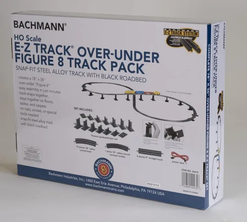 Miniatura 6 de Bachmann Trenes a presión E-Z TRACK E-Z TRACK SOBRE BAJO FIGURA 8 PISTAS PACK - Riel de aleación de acero con plataforma negra - Escala HO