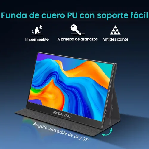 Miniatura 4 de SANSUI Monitor portátil de 15.6 pulgadas FHD 1080P Monitor de viaje para laptop, USB C HDMI ultrafino IPS pantalla de computadora con altavoces