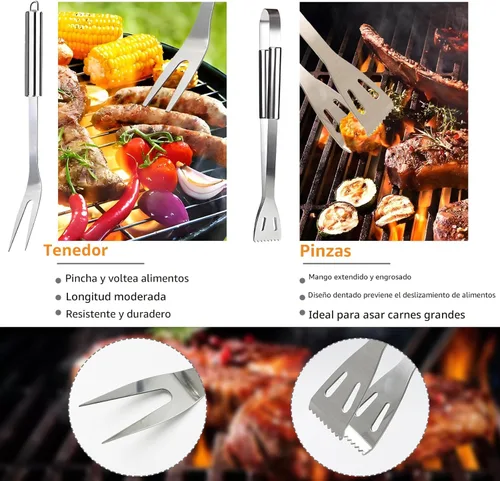Miniatura 3 de 11 piezas de accesorios para parrilla de barbacoa de acero inoxidable, regalos para papá en el día del padre, juego de herramientas de parrilla